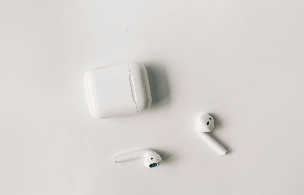 A pair of modern wireless earbuds