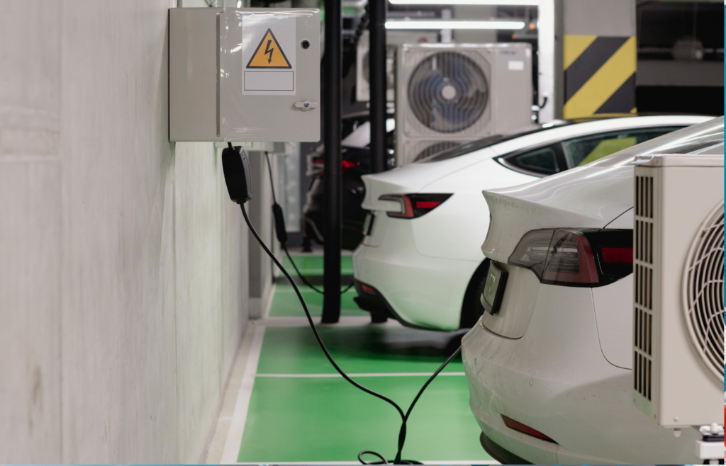 A high-speed EV charging station in use