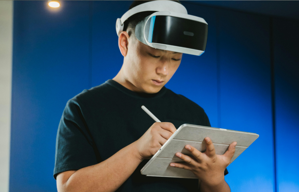 A person adjusting smart home settings