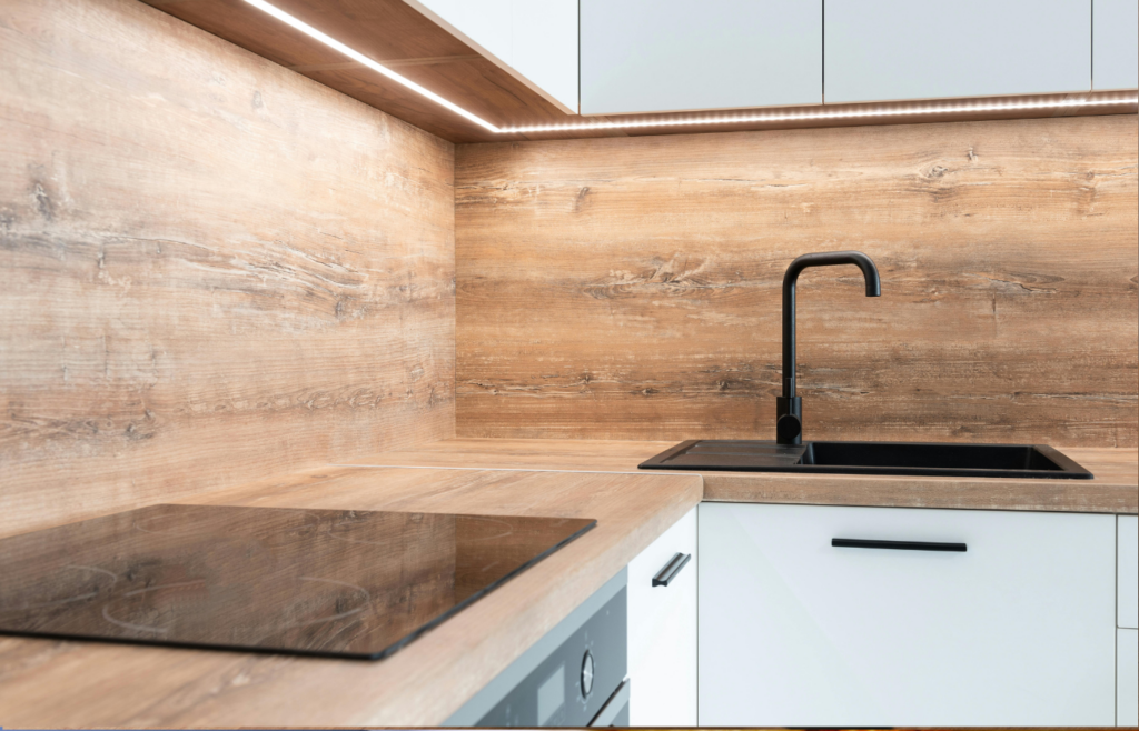 A modern kitchen faucet with touchless controls