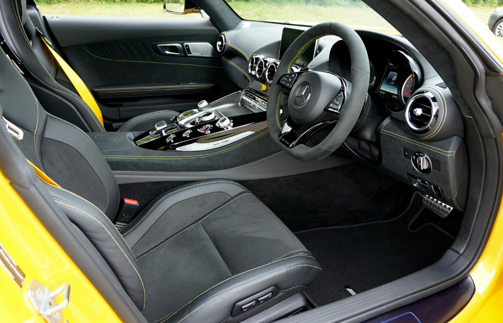 A luxury car seat with massaging seat controls