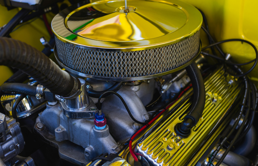 Car Engine and Parts under the Hood