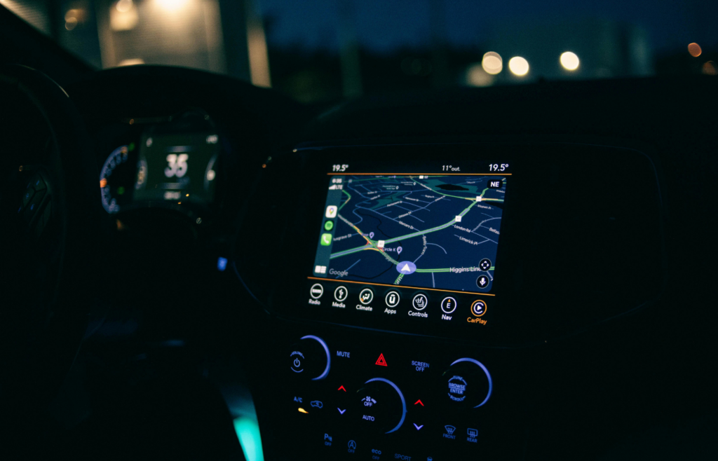 Close up on GPS in Car