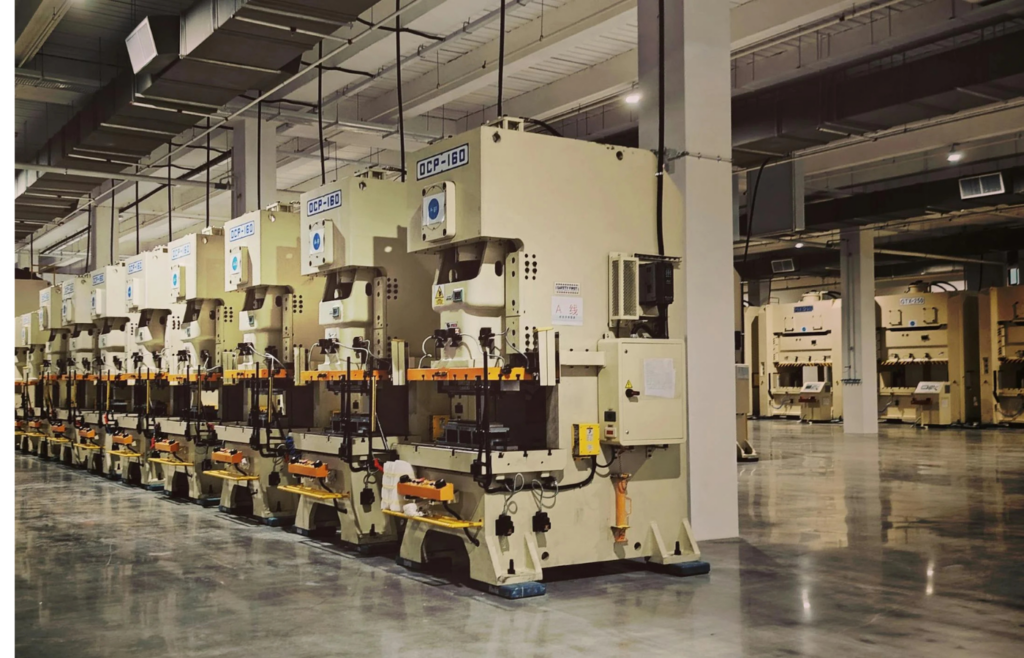 Inside a battery production facility or assembly line