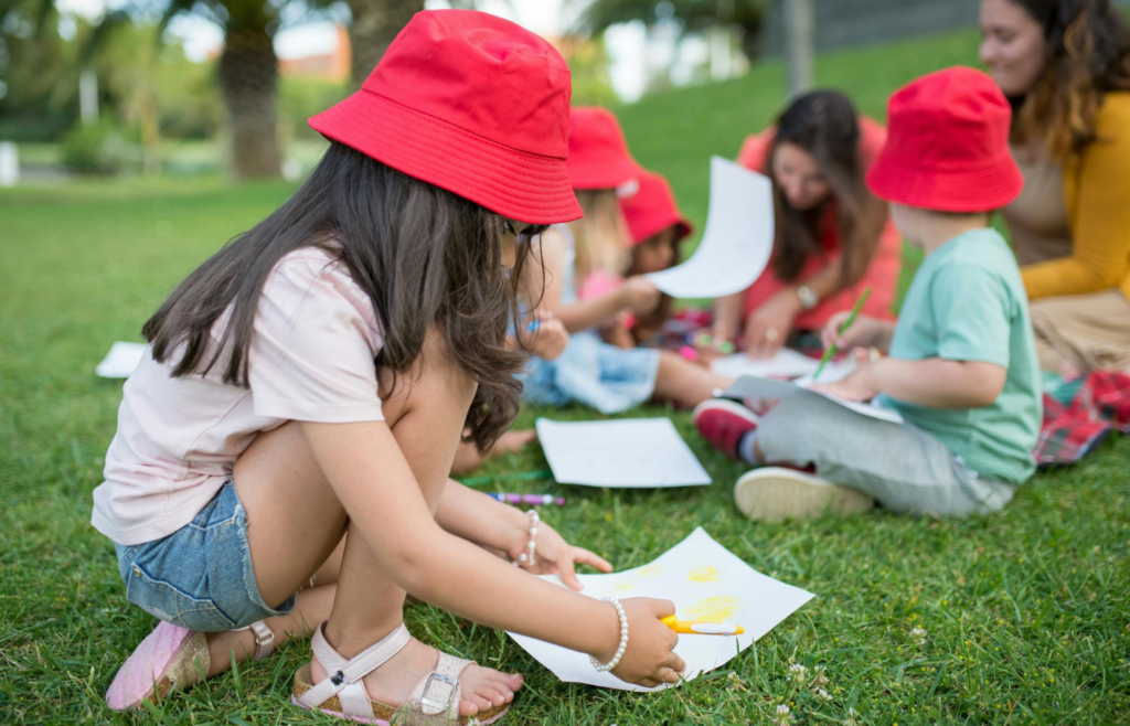  Family enjoying outdoor activities without devices