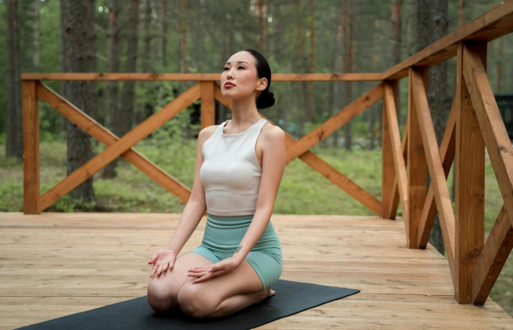 Individual practicing yoga in a serene setting
