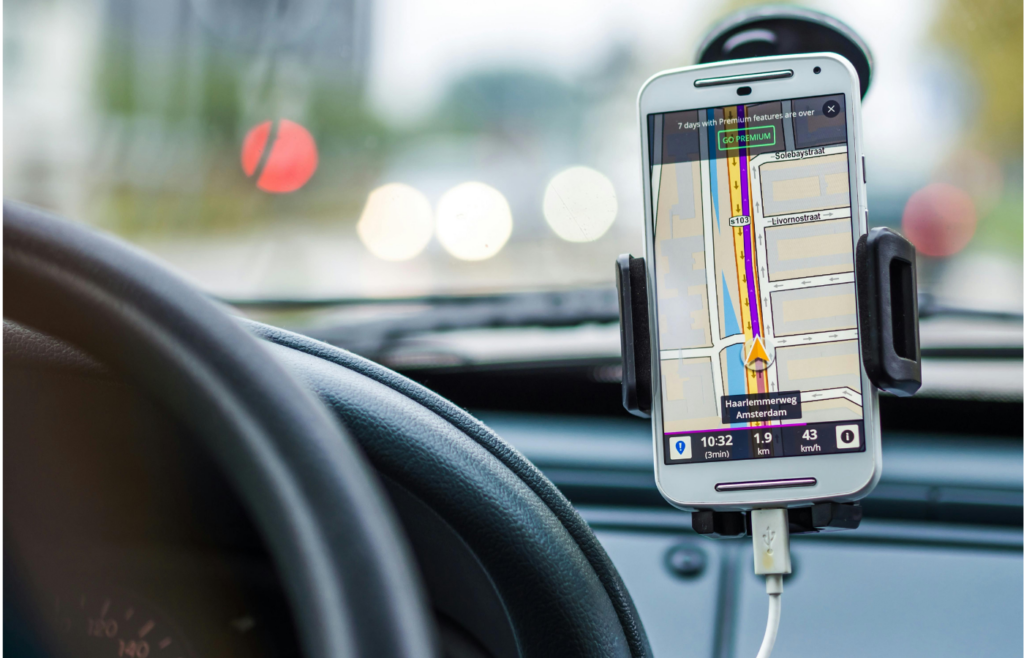 White Android Smartphone Inside Vehicle