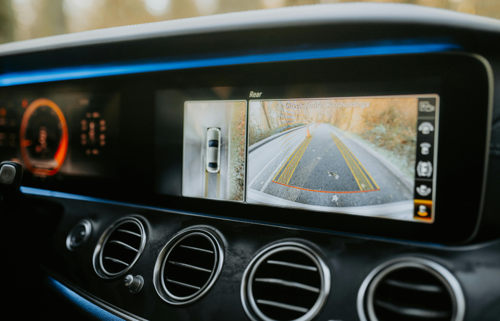 Close-up of a Backup Camera Display on a Dashboard