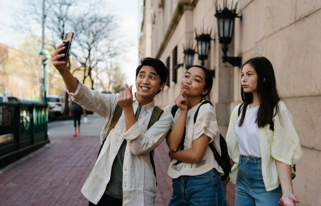  Group of friends taking a selfie together
