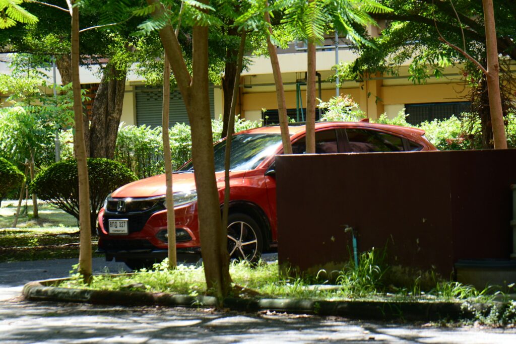 parked car in front of house