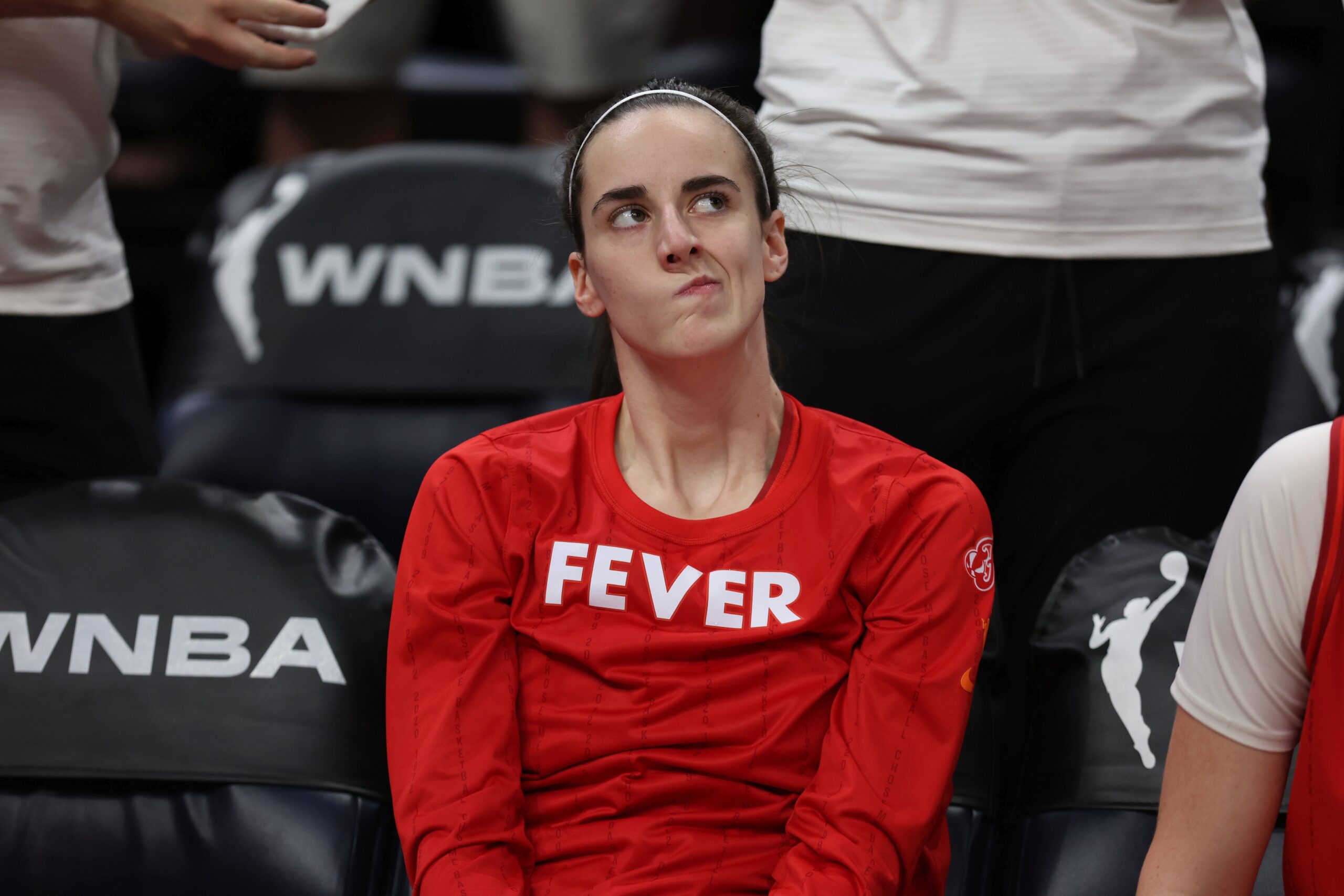Caitlin Clark on the sidelines, Indiana Fever versus Minnesota Lynx, 2024-07-14