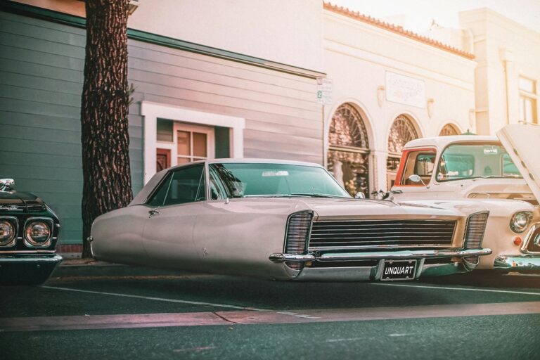 flying white car parked